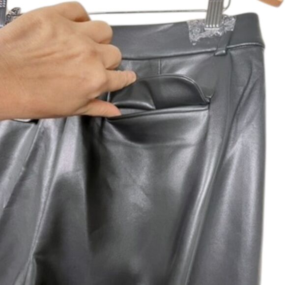 .Crew Faux Leather Straight Leg Pants Size 12 Black NWT - Picture 11 of 16